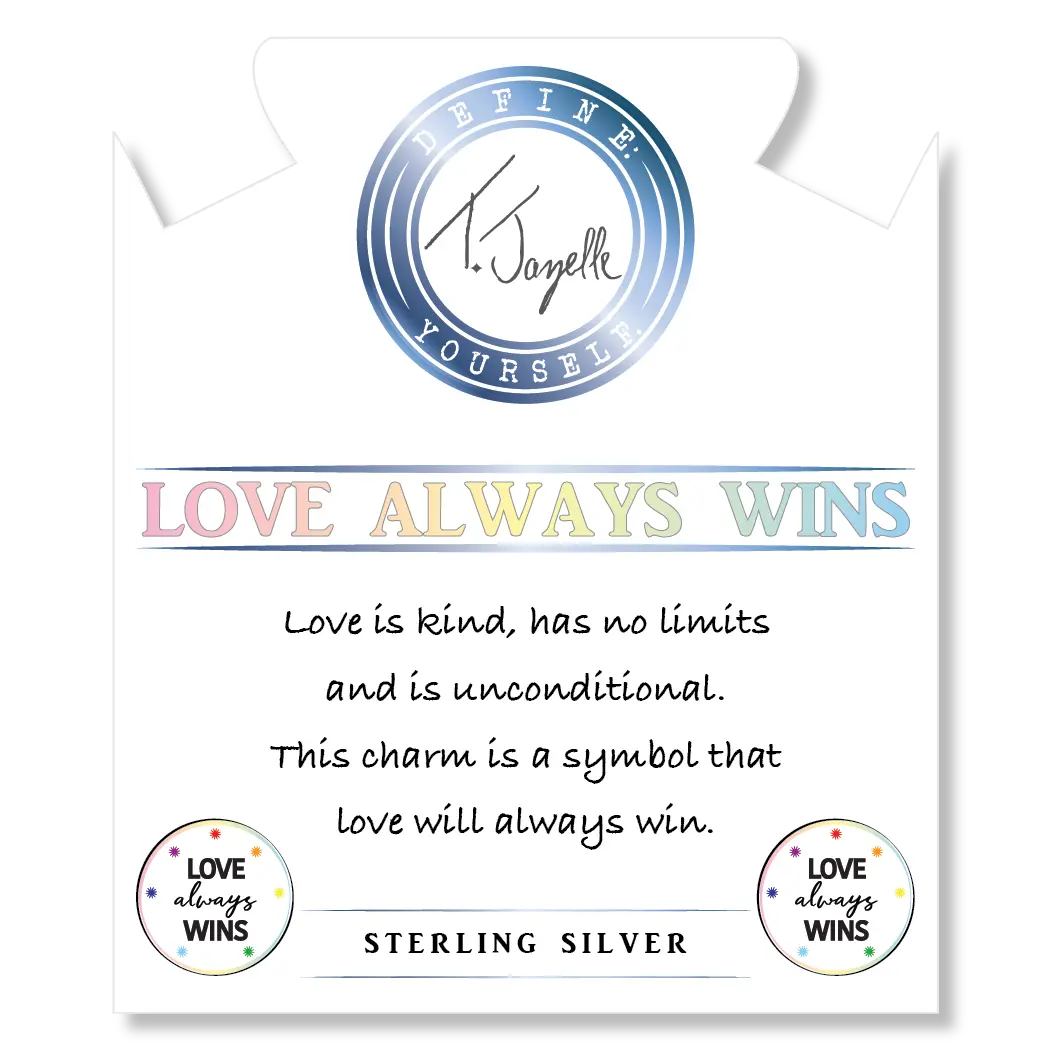 Peruvian Amazonite Stone Bracelet with Love Always Wins Sterling Silver Charm