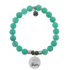 Peruvian Amazonite Stone Bracelet with Mom Crown Sterling Silver Charm