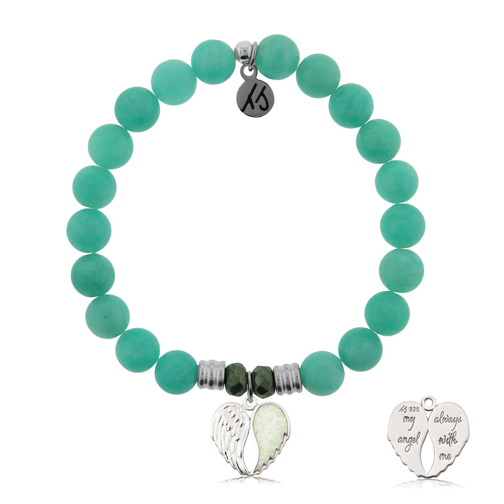 Peruvian Amazonite Stone Bracelet with My Angel Sterling Silver Charm