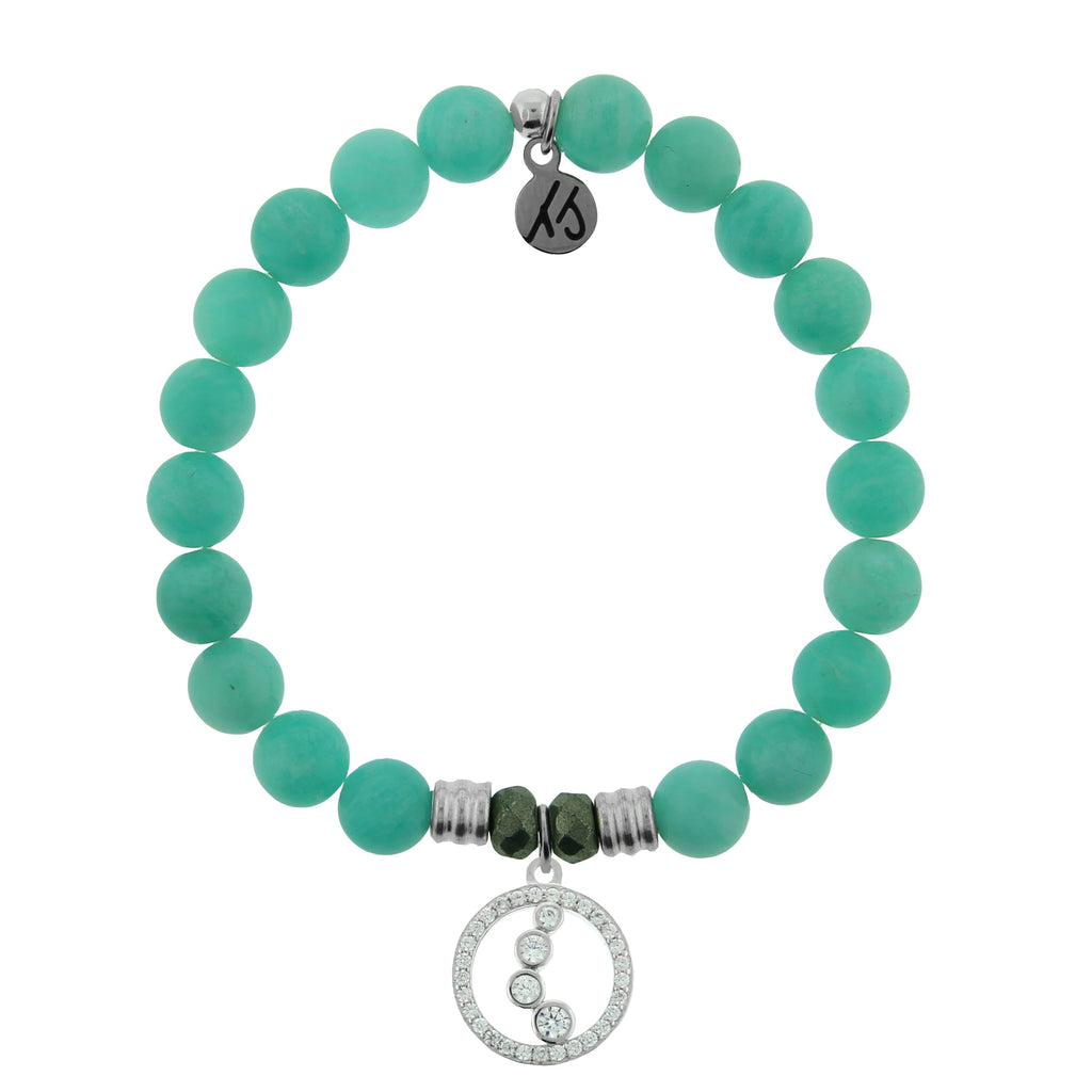 Peruvian Amazonite Stone Bracelet with One Step At A Time Sterling Silver Charm