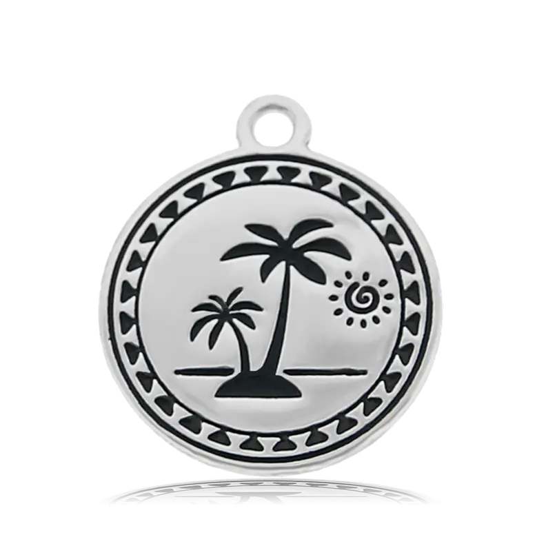 Peruvian Amazonite Stone Bracelet with Palm Tree Sterling Silver Charm