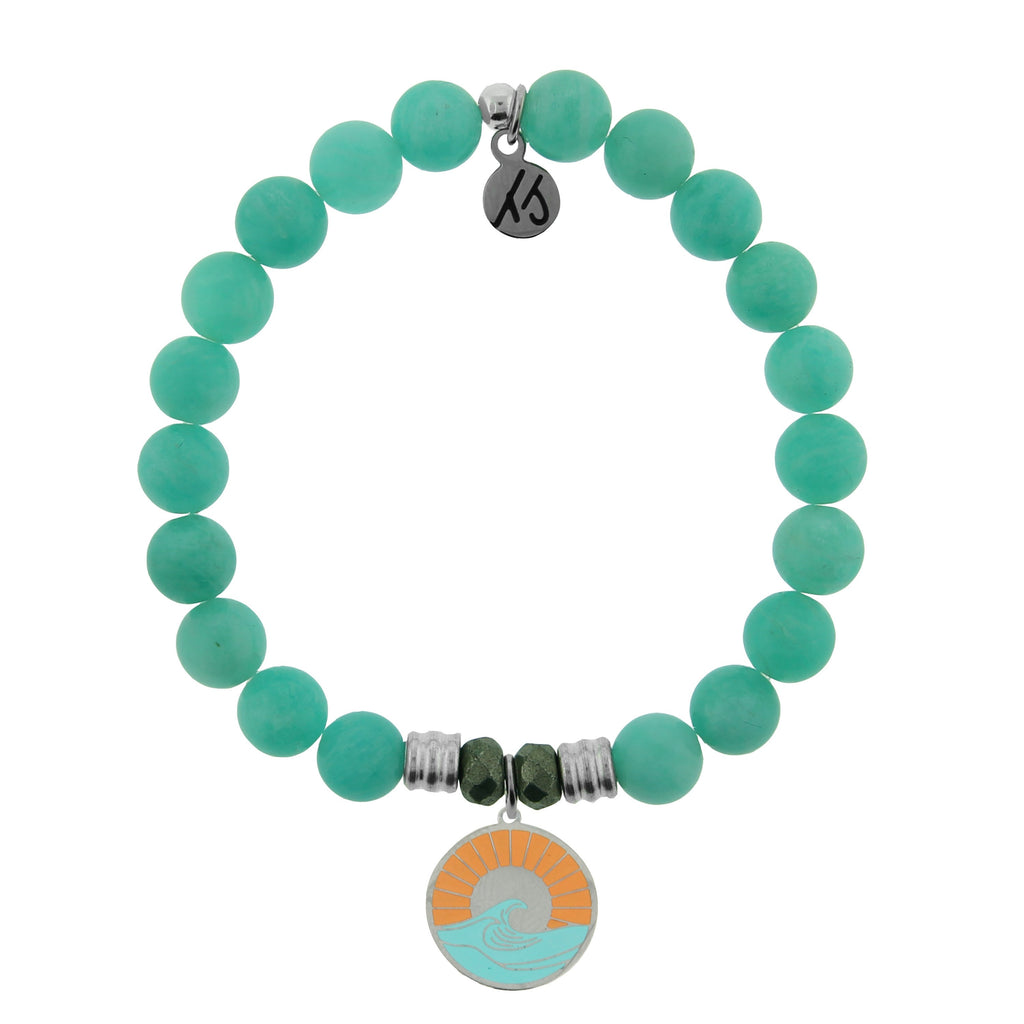 Peruvian Amazonite Stone Bracelet with Paradise Sterling Silver Charm