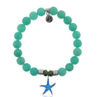 Peruvian Amazonite Stone Bracelet with Star of the Sea Sterling Silver Charm