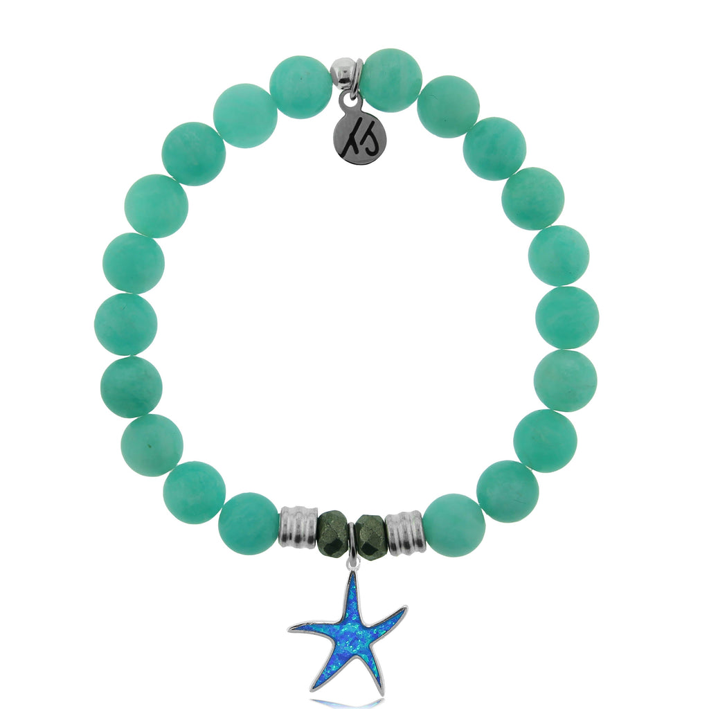 Peruvian Amazonite Stone Bracelet with Star of the Sea Sterling Silver Charm