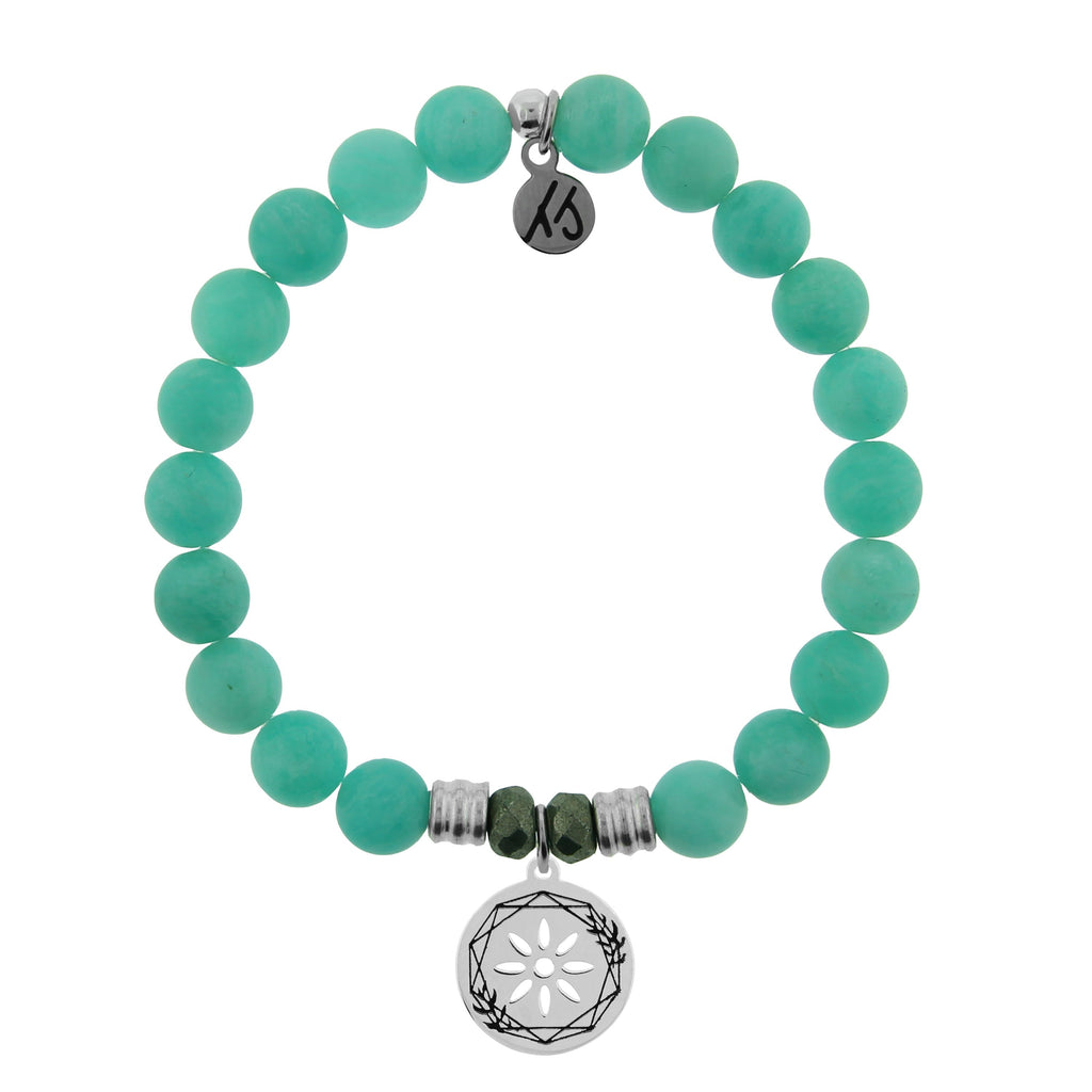 Peruvian Amazonite Stone Bracelet with Thank You Sterling Silver Charm