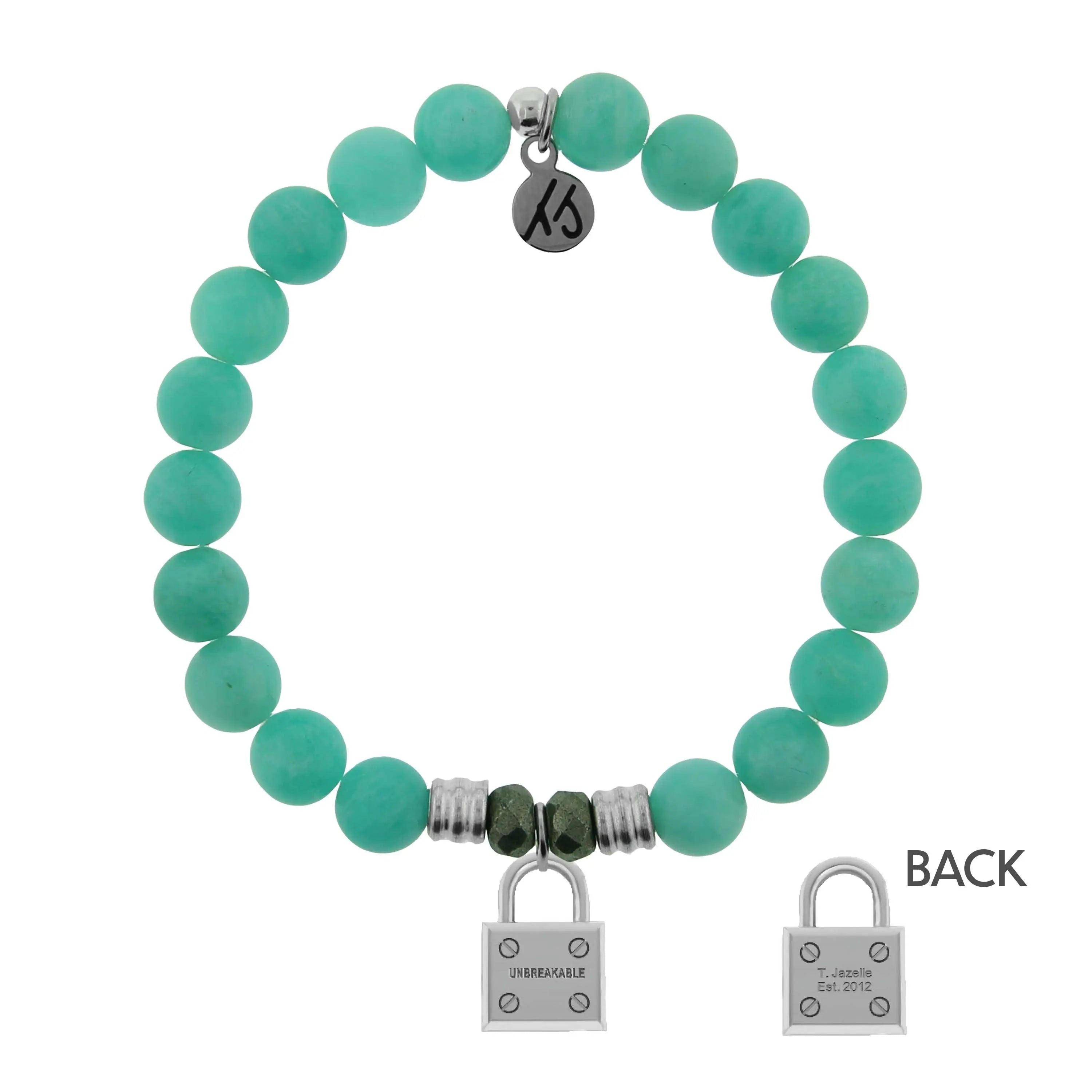 Peruvian Amazonite Stone Bracelet with Unbreakable Sterling Silver Charm Tiffany Jazelle