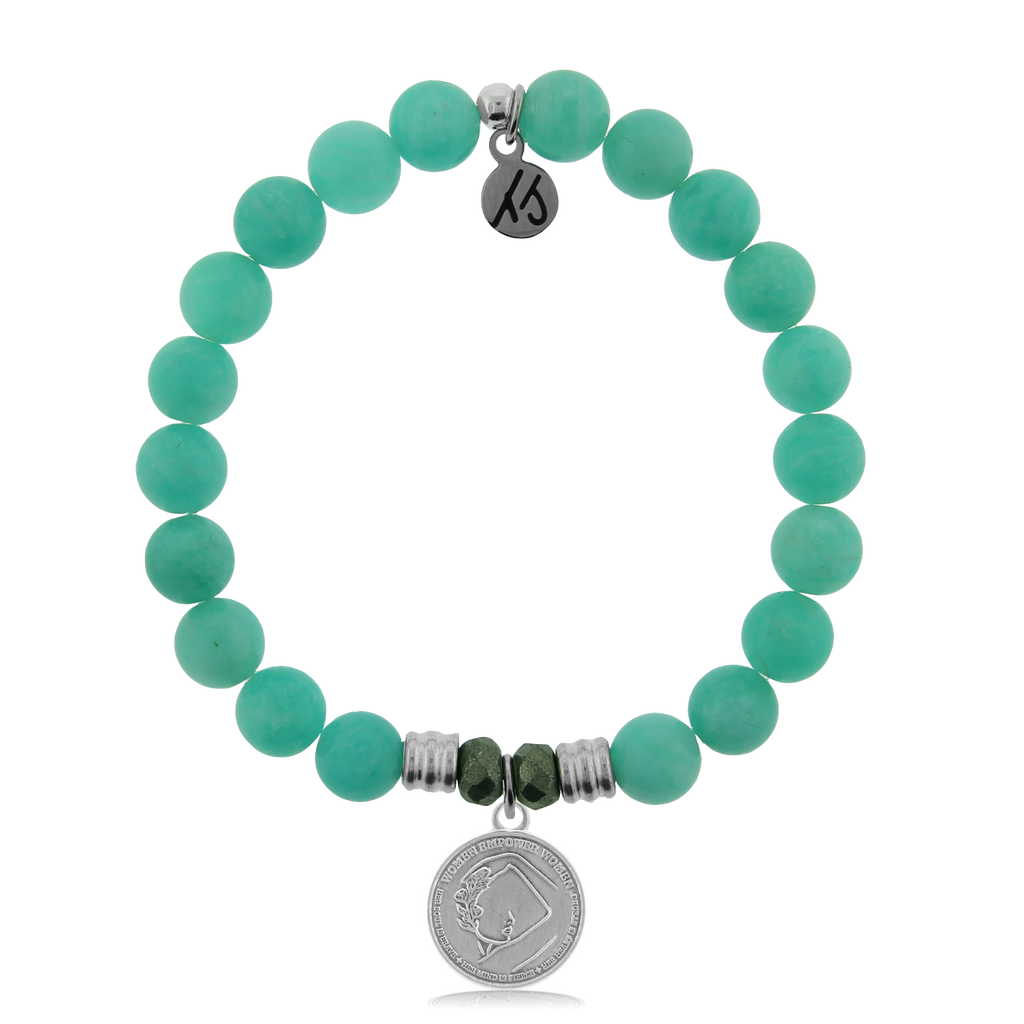 Peruvian Amazonite Stone Bracelet with We Are Strong Sterling Silver Charm