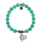 Peruvian Amazonite Stone Bracelet with Wishing Heart Sterling Silver Charm