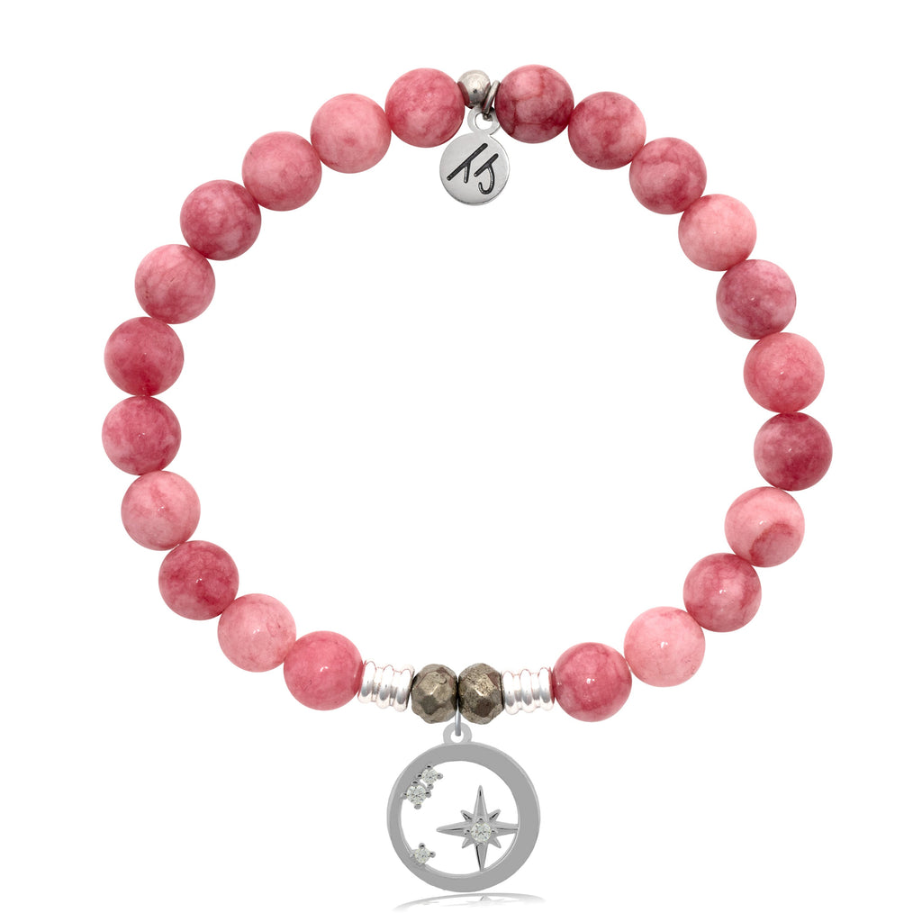 Pink Jade Stone Bracelet with What is Meant to Be Sterling Silver Charm