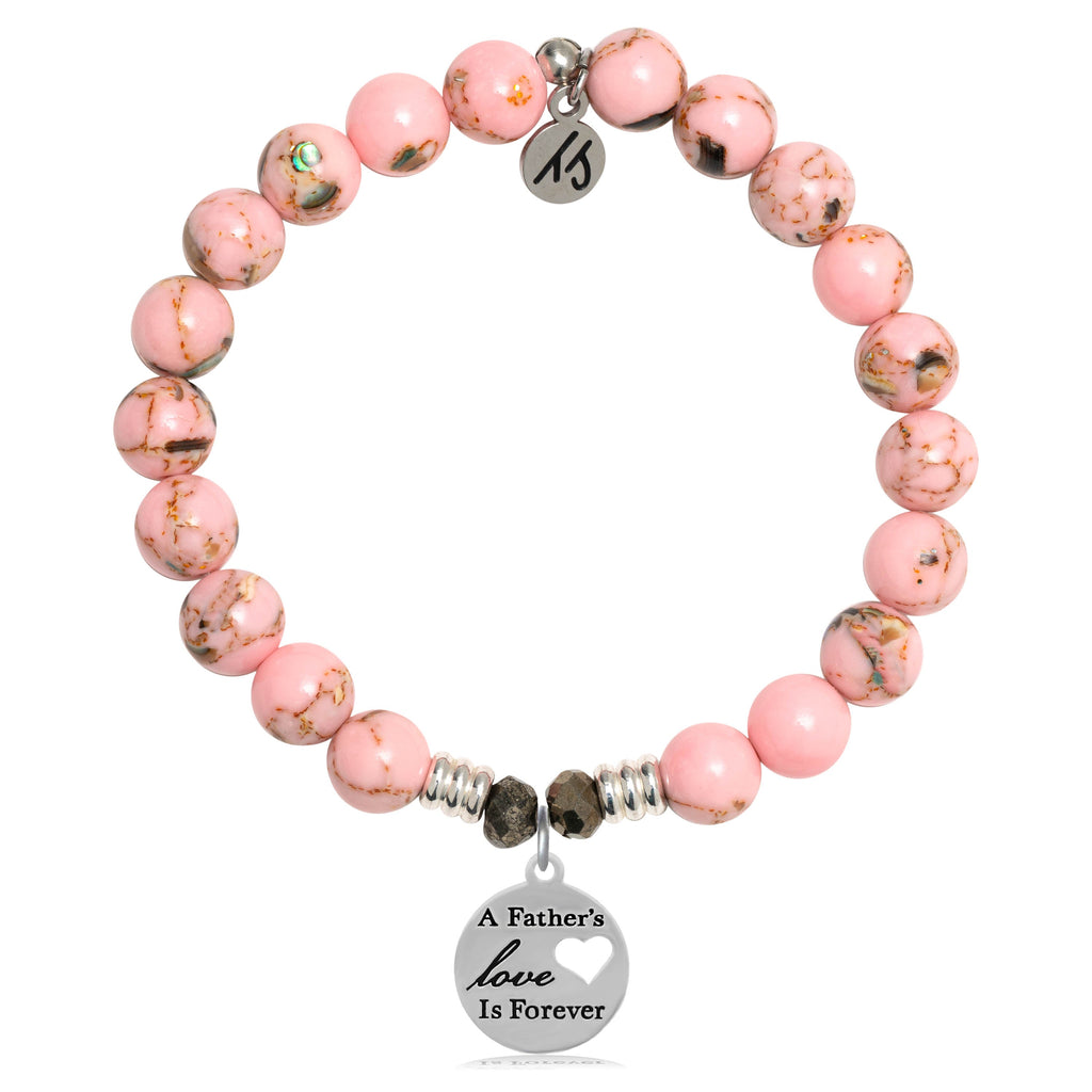 Pink Shell Stone Bracelet with Father's Love Sterling Silver Charm
