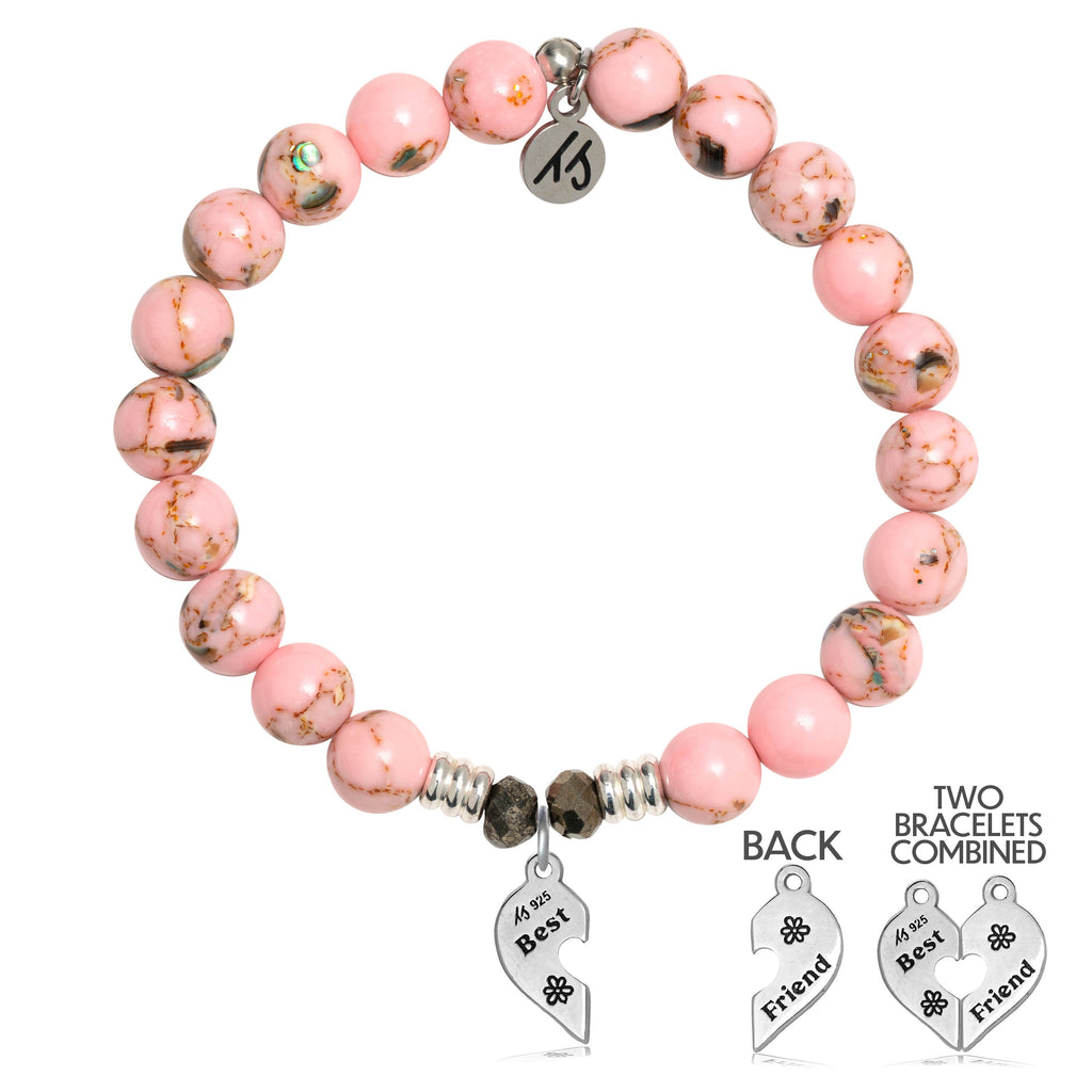 Pink Shell Stone Bracelet with Forever Friends Sterling Silver Charm