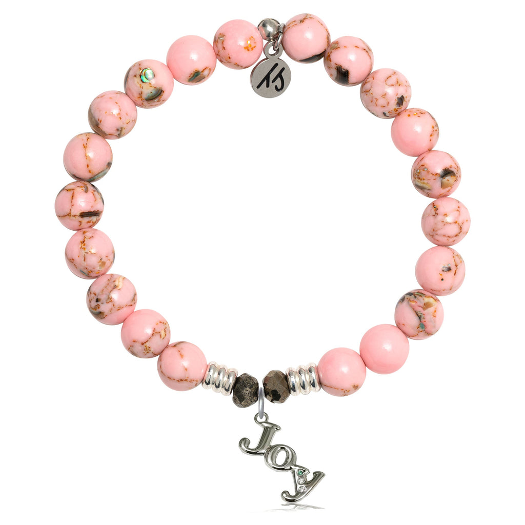 Pink Shell Stone Bracelet with Joy Sterling Silver Charm