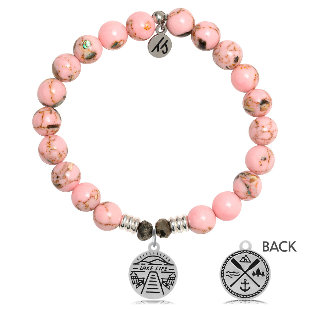 Pink Shell Stone Bracelet with Lake Life Sterling Silver Charm
