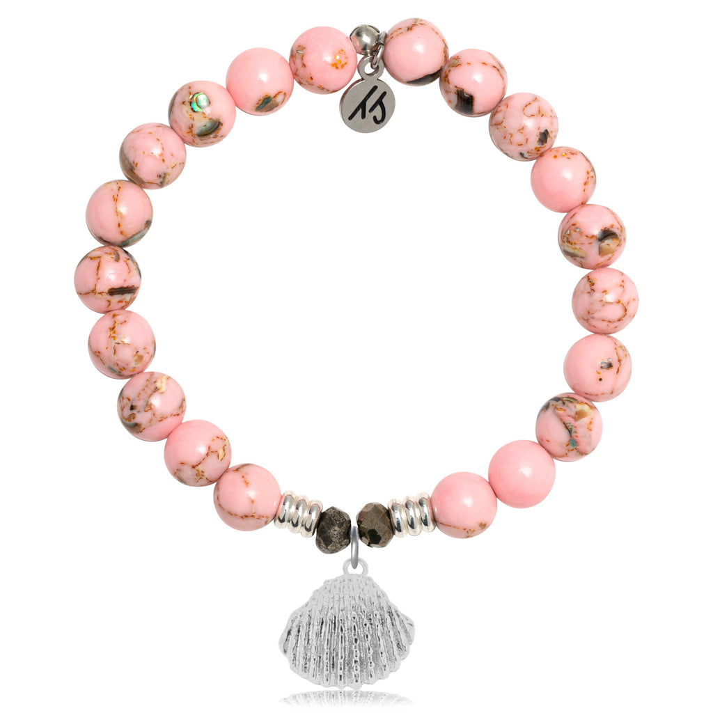 Pink Shell Stone Bracelet with Seashell Sterling Silver Charm
