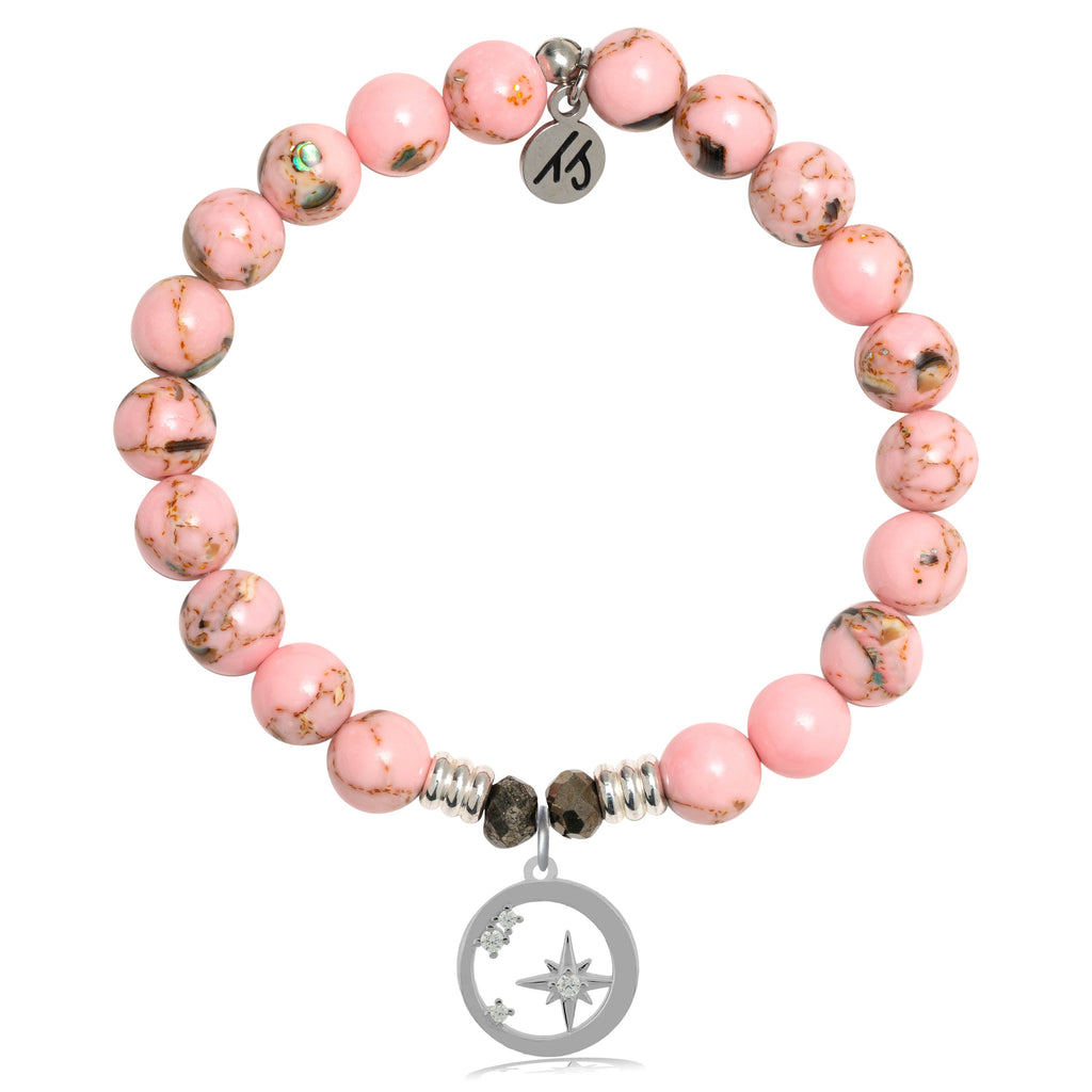 Pink Shell Stone Bracelet with What is Meant to Be Sterling Silver Charm