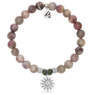 Pink Tourmaline Stone Bracelet with Daisy Sterling Silver Charm
