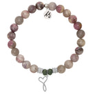 Pink Tourmaline Stone Bracelet with Infinity Heart Sterling Silver Charm