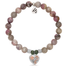 Pink Tourmaline Stone Bracelet with Renewal Heart Sterling Silver Charm