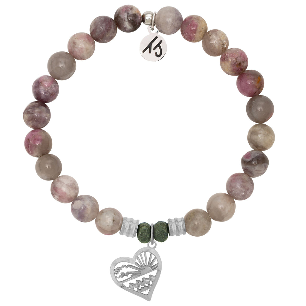 Pink Tourmaline Stone Bracelet with Seas the Day Sterling Silver Charm