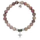 Pink Tourmaline Stone Bracelet with Your Year Sterling Silver Charm