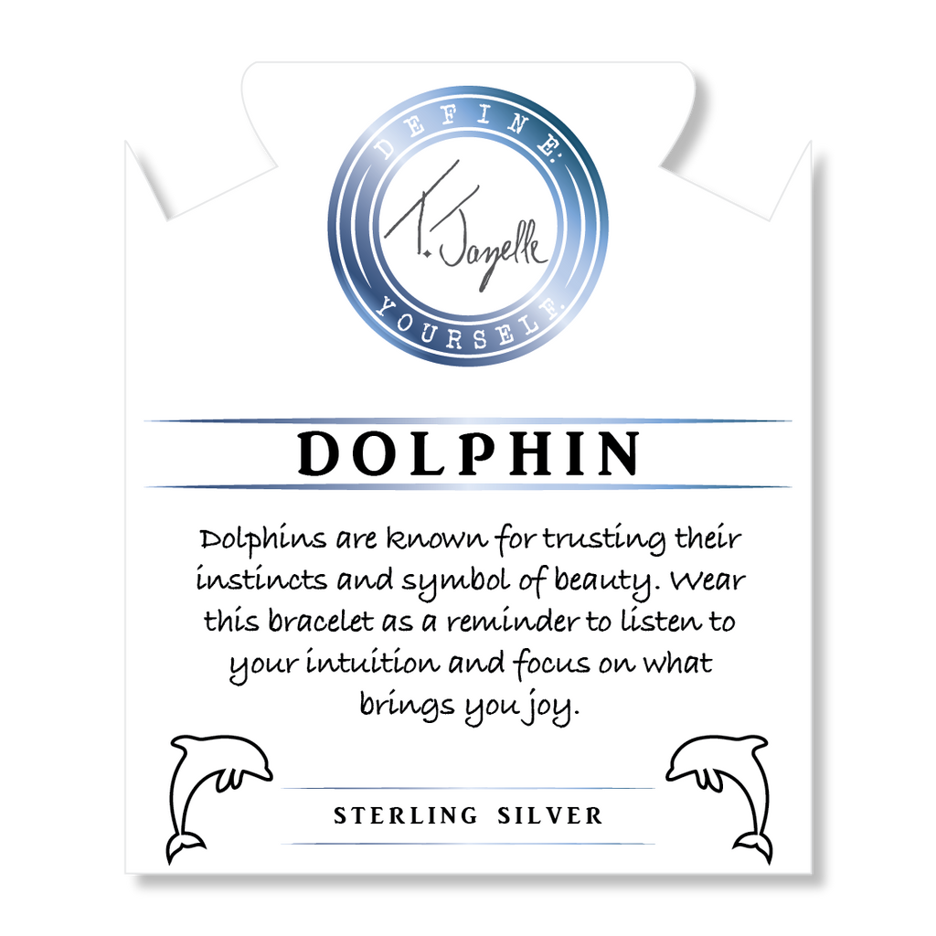 Purple Jasper Stone Bracelet with Dolphin Sterling Silver Charm