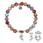Purple Jasper Stone Bracelet with Forever Friends Sterling Silver Charm