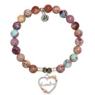 Purple Jasper Stone Bracelet with Heart Grandma Sterling Silver Charm