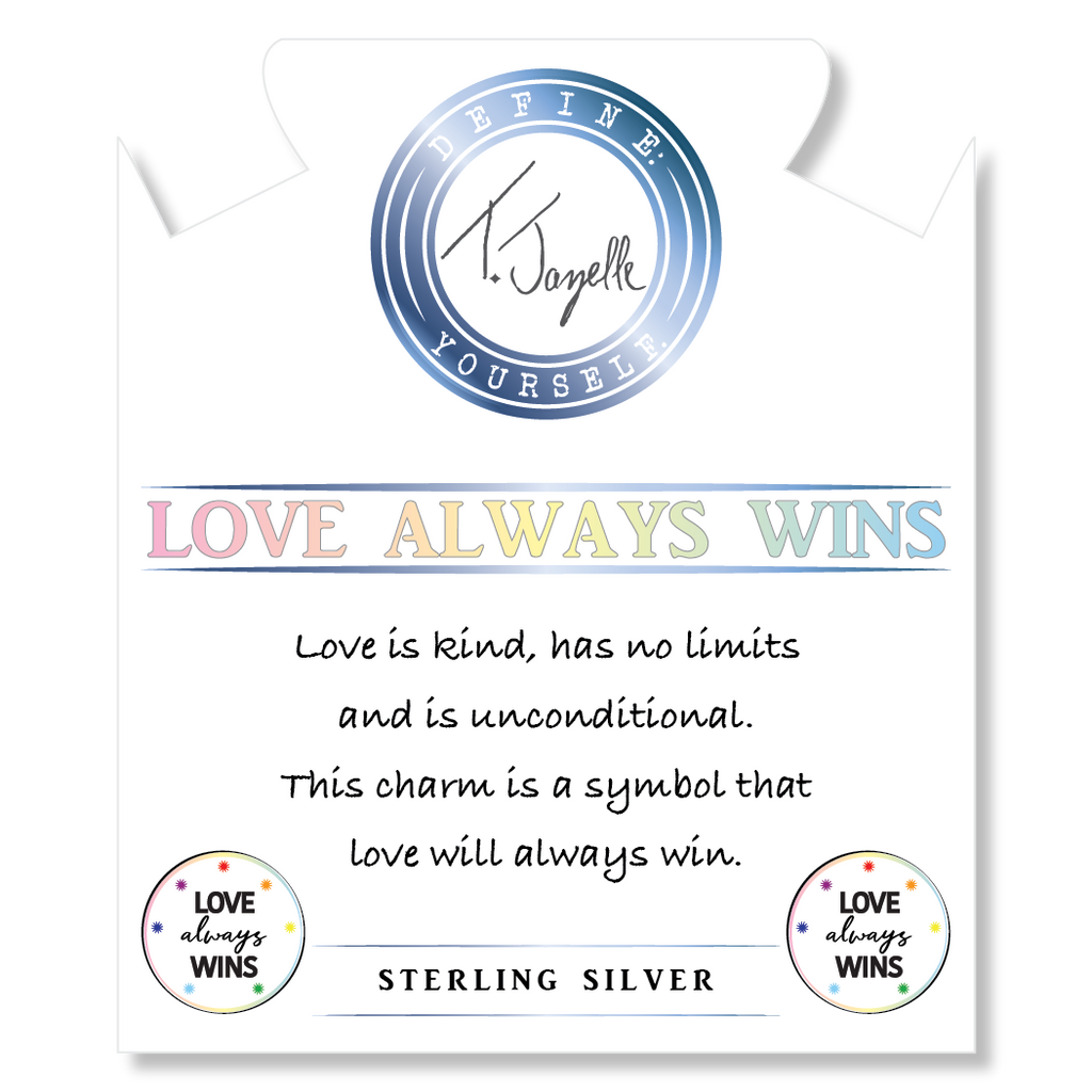 Purple Jasper Stone Bracelet with Love Always Wins Sterling Silver Charm
