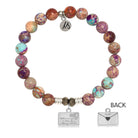Purple Jasper Stone Bracelet with Love Letter Sterling Silver Charm