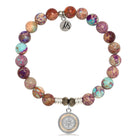 Purple Jasper Stone Bracelet with North Star Sterling Silver Charm