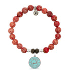 Red Jasper Stone Bracelet with Cape Cod Enamel Sterling Silver Charm