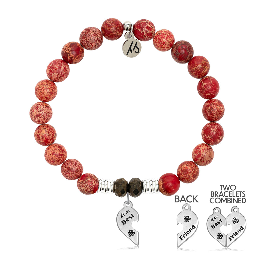 Red Jasper Stone Bracelet with Forever Friends Sterling Silver Charm