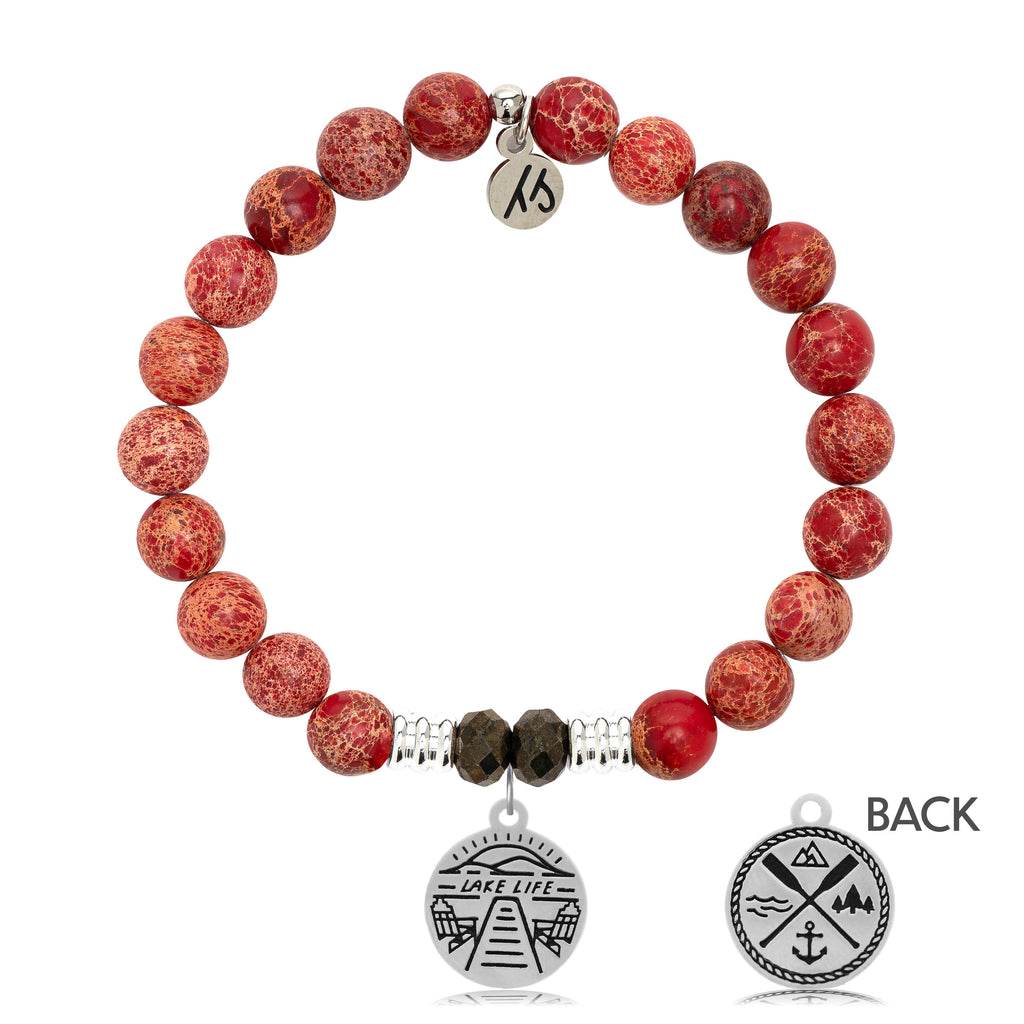 Red Jasper Stone Bracelet with Lake Life Sterling Silver Charm