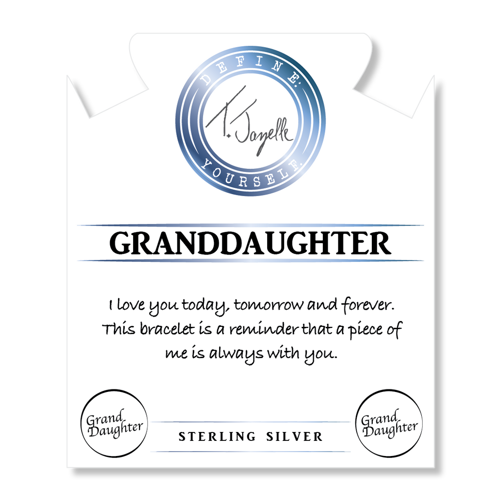 Rose Quartz Stone Bracelet with Granddaughter Sterling Silver Charm