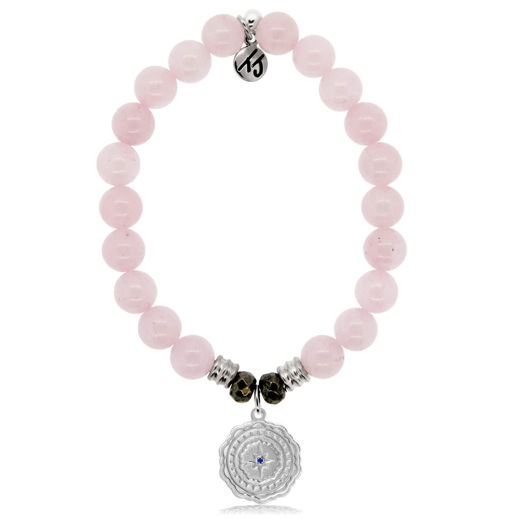 Rose Quartz Stone Bracelet with Healing Sterling Silver Charm