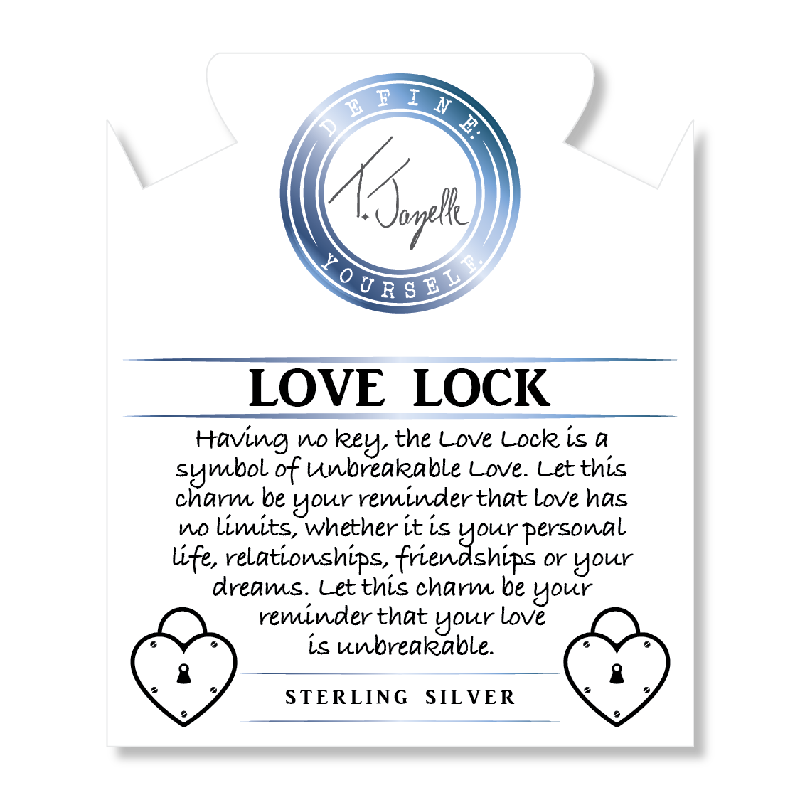 Rose Quartz Stone Bracelet with Love Lock Sterling Silver Charm