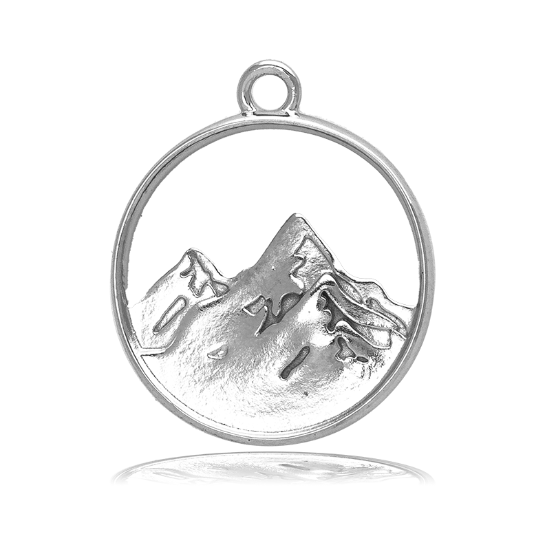 Rose Quartz Stone Bracelet with Mountain Cutout Sterling Silver Charm