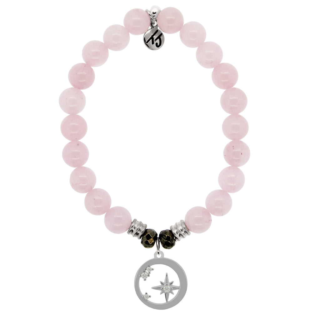 Rose Quartz Stone Bracelet with What is Meant to Be Sterling Silver Charm