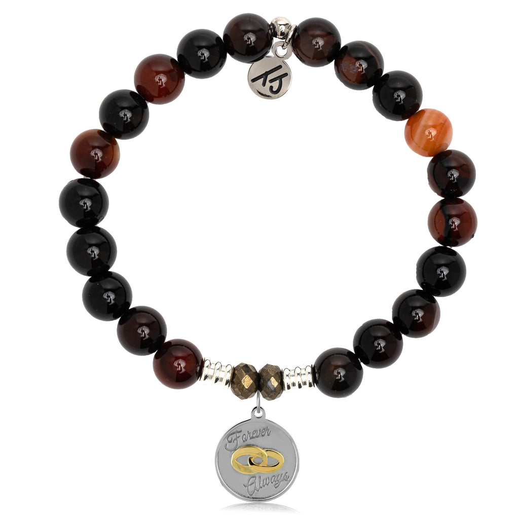 Sardonyx Stone Bracelet with Always and Forever Sterling Silver Charm