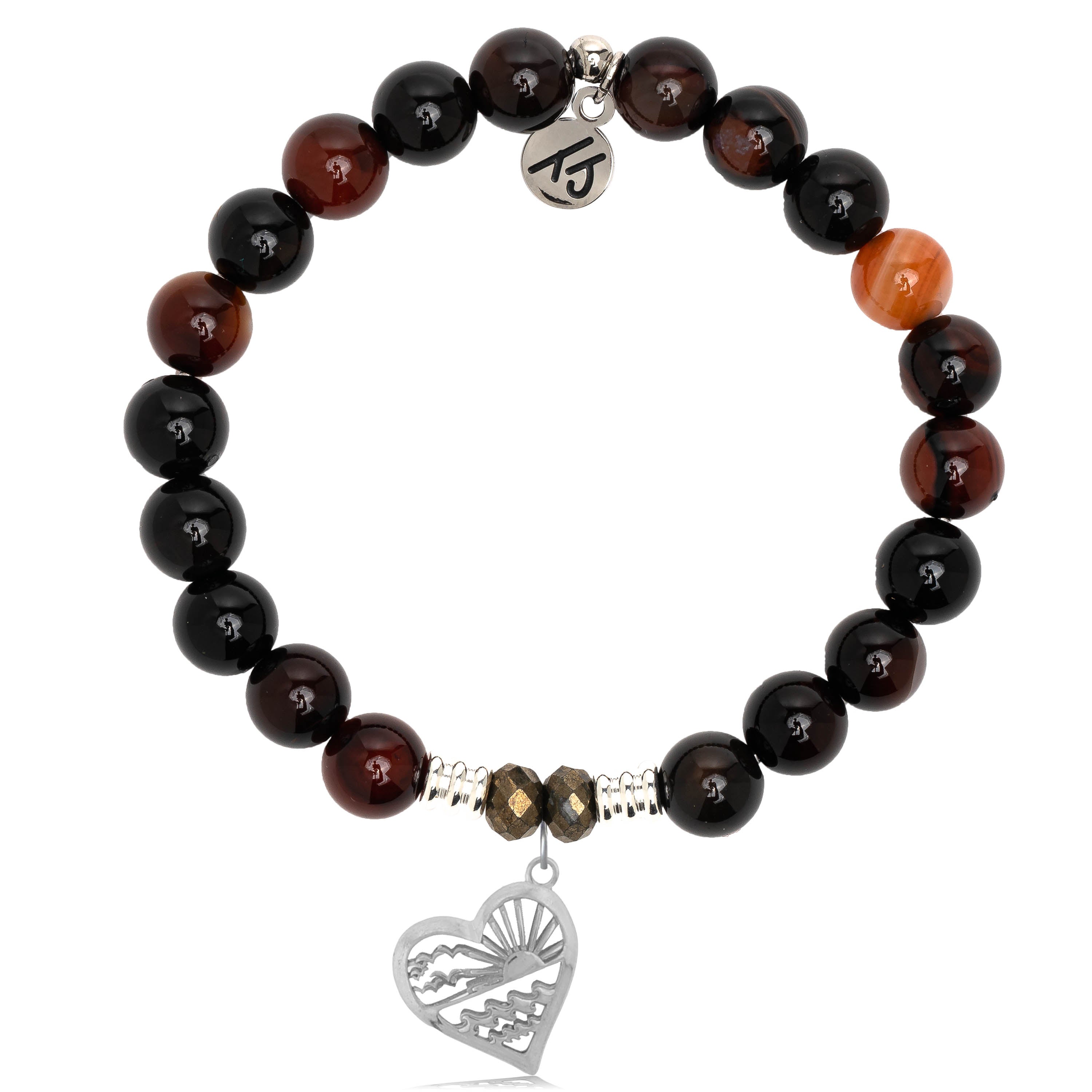 Sardonyx Stone Bracelet with Seas the Day Sterling Silver Charm