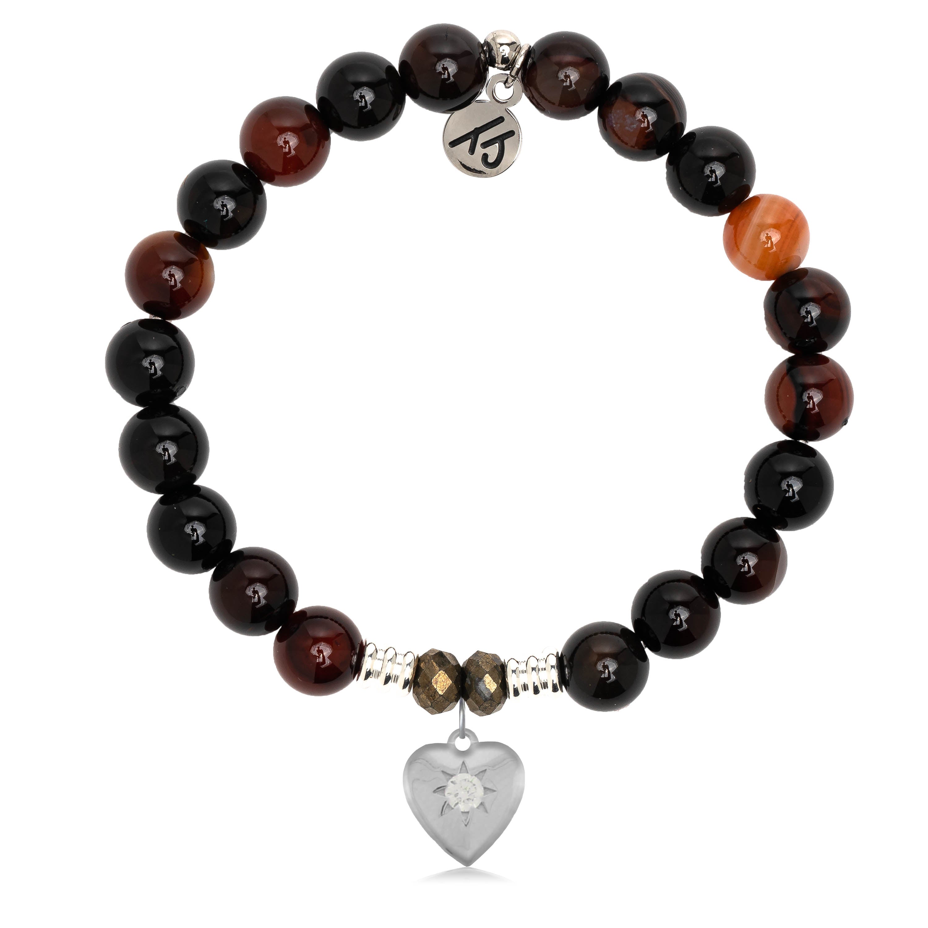 Sardonyx Stone Bracelet with Self Love Sterling Silver Charm