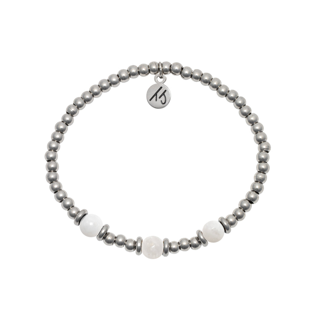 Silver Affirmations Collection- Always Believe Moonstone Bracelet