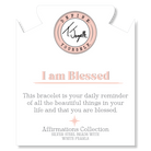 Silver Affirmations Collection- I am Blessed Pearl Bracelet