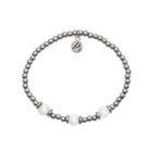 Silver Affirmations Collection- I am Blessed Pearl Bracelet