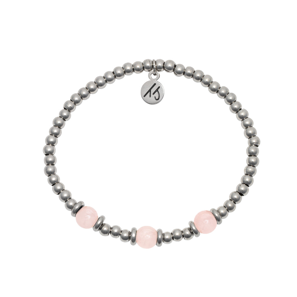 Silver Affirmations Collection- Love Yourself Rose Quartz Bracelet