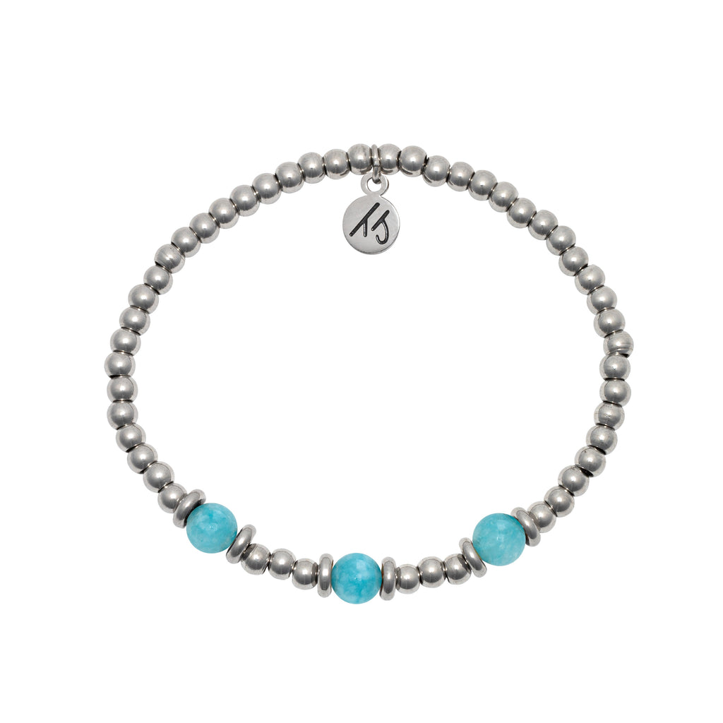 Silver Affirmations Collection- See the Good Blue Quartz Bracelet