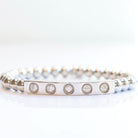 Silver Milestone Bracelet - Silver Steel with White Milestone Gem Bar