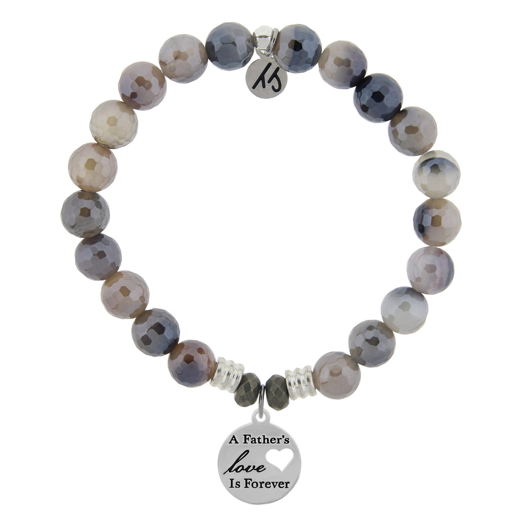 Storm Agate Stone Bracelet with Fathers Love Sterling Silver Charm