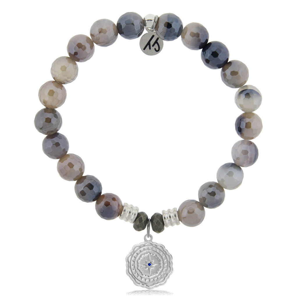 Storm Agate Stone Bracelet with Healing Sterling Silver Charm
