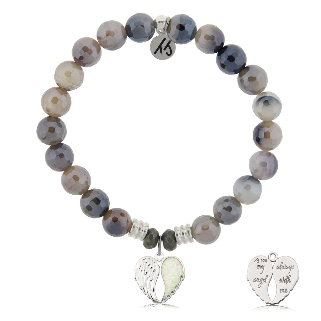 Storm Agate Stone Bracelet with My Angel Sterling Silver Charm